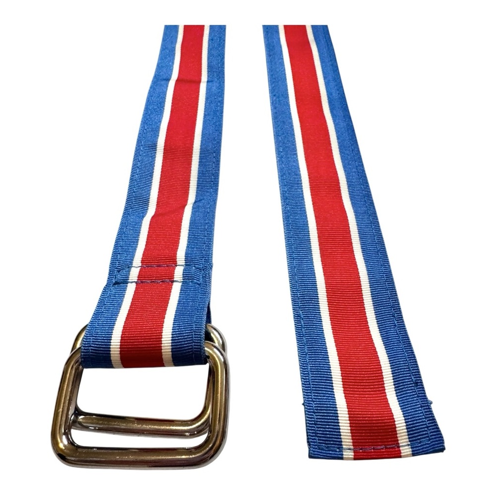 Brooks Brothers Classic Striped Ribbon Belt in Red, White and Blue, Menโs Small - Picture 2 of 8